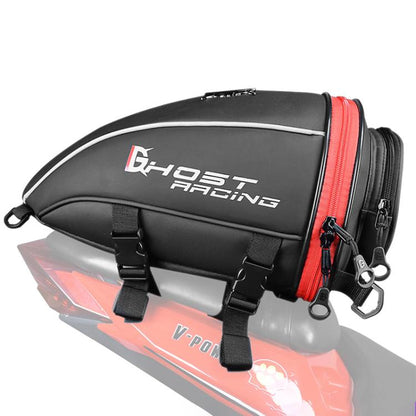 GHOST RACING GR-CWB06 PU Leather Motorcycle Tail Bag Rear Seat Travel Bag Backpack(Red) - Bags & Luggages by GHOST RACING | Online Shopping UK | buy2fix