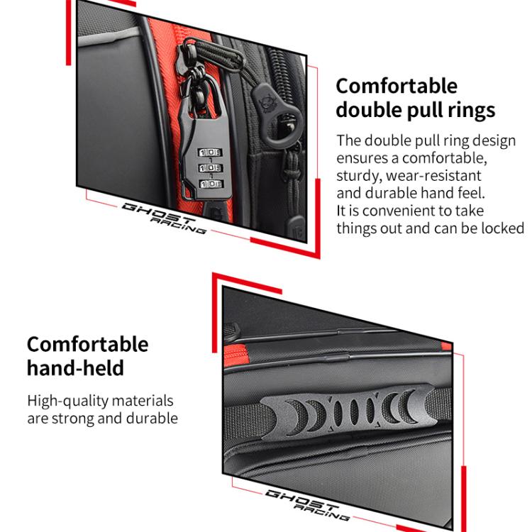 GHOST RACING GR-CWB06 PU Leather Motorcycle Tail Bag Rear Seat Travel Bag Backpack(Red) - Bags & Luggages by GHOST RACING | Online Shopping UK | buy2fix