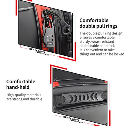 GHOST RACING GR-CWB06 PU Leather Motorcycle Tail Bag Rear Seat Travel Bag Backpack(Red) - Bags & Luggages by GHOST RACING | Online Shopping UK | buy2fix