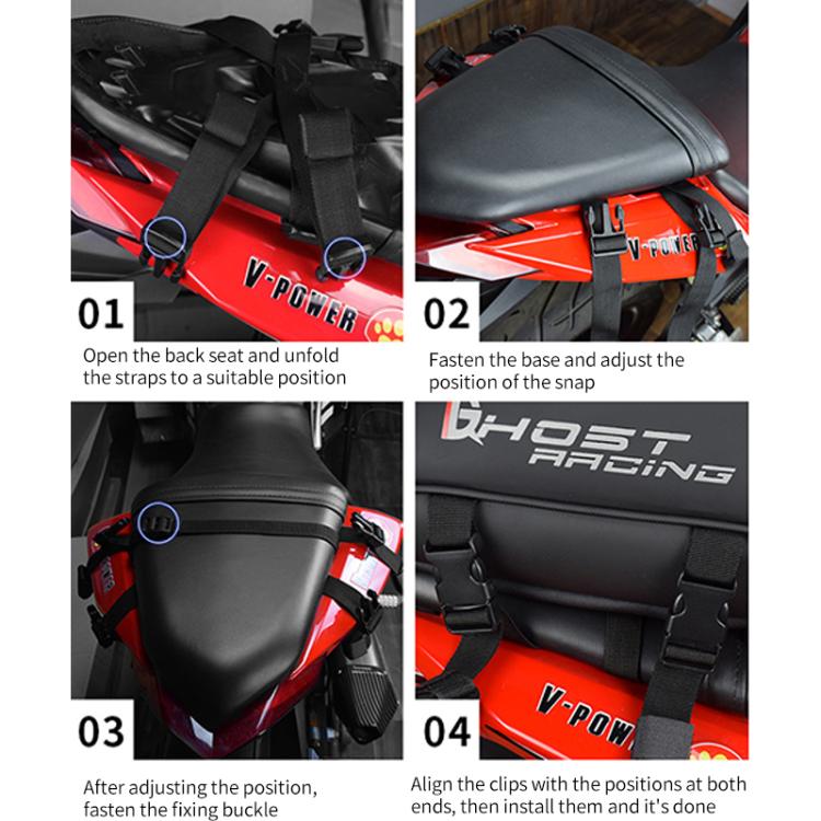 GHOST RACING GR-CWB06 PU Leather Motorcycle Tail Bag Rear Seat Travel Bag Backpack(Red) - Bags & Luggages by GHOST RACING | Online Shopping UK | buy2fix