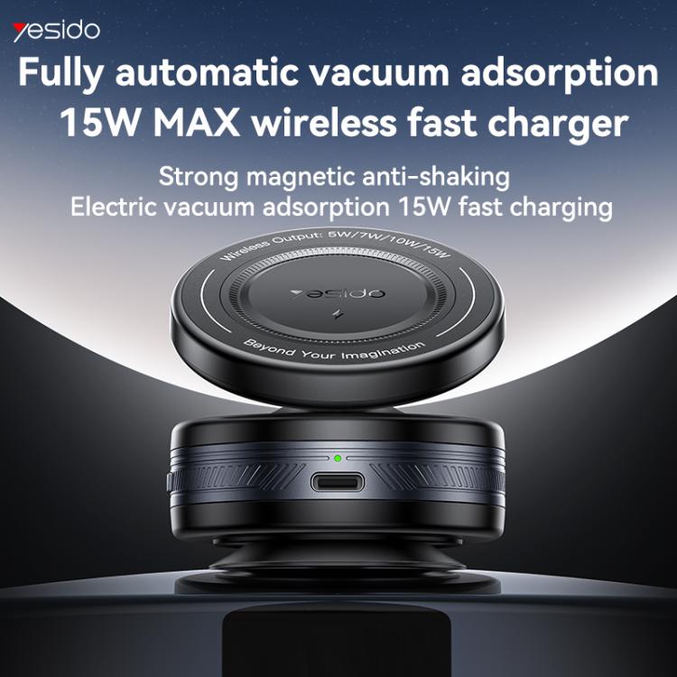 Yesido C310 15W Wireless Charging Vacuum Suction Cup MagSafe Car Holder with 360 Degree Rotating Base(Black) - Wireless Charger Holders by Yesido | Online Shopping UK | buy2fix
