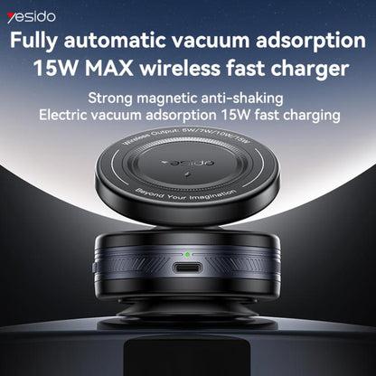 Yesido C310 15W Wireless Charging Vacuum Suction Cup MagSafe Car Holder with 360 Degree Rotating Base(Black) - Wireless Charger Holders by Yesido | Online Shopping UK | buy2fix