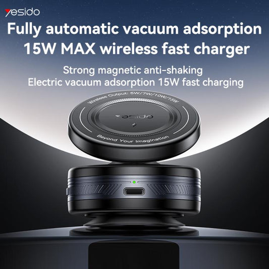 Yesido C310 15W Wireless Charging Vacuum Suction Cup MagSafe Car Holder with 360 Degree Rotating Base(Black) - Wireless Charger Holders by Yesido | Online Shopping UK | buy2fix