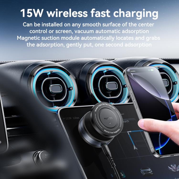 Yesido C310 15W Wireless Charging Vacuum Suction Cup MagSafe Car Holder with 360 Degree Rotating Base(Black) - Wireless Charger Holders by Yesido | Online Shopping UK | buy2fix