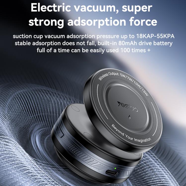 Yesido C310 15W Wireless Charging Vacuum Suction Cup MagSafe Car Holder with 360 Degree Rotating Base(Black) - Wireless Charger Holders by Yesido | Online Shopping UK | buy2fix