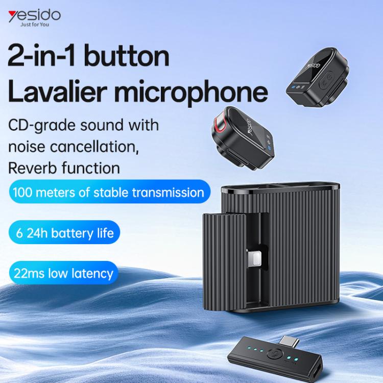 Yesido KR19 2 in 1 Magnetic Button Lavalier Microphone(Black) - Microphone by Yesido | Online Shopping UK | buy2fix