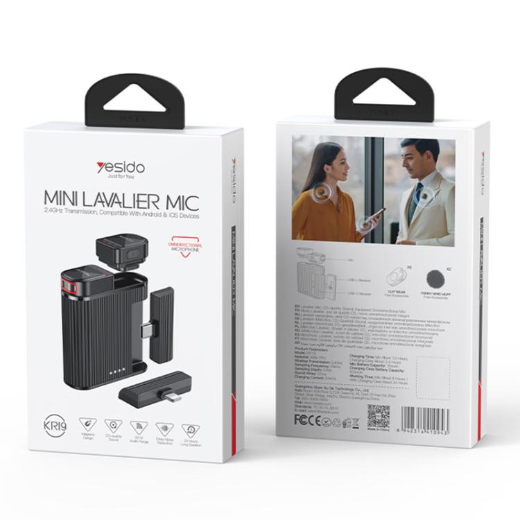 Yesido KR19 2 in 1 Magnetic Button Lavalier Microphone(Black) - Microphone by Yesido | Online Shopping UK | buy2fix