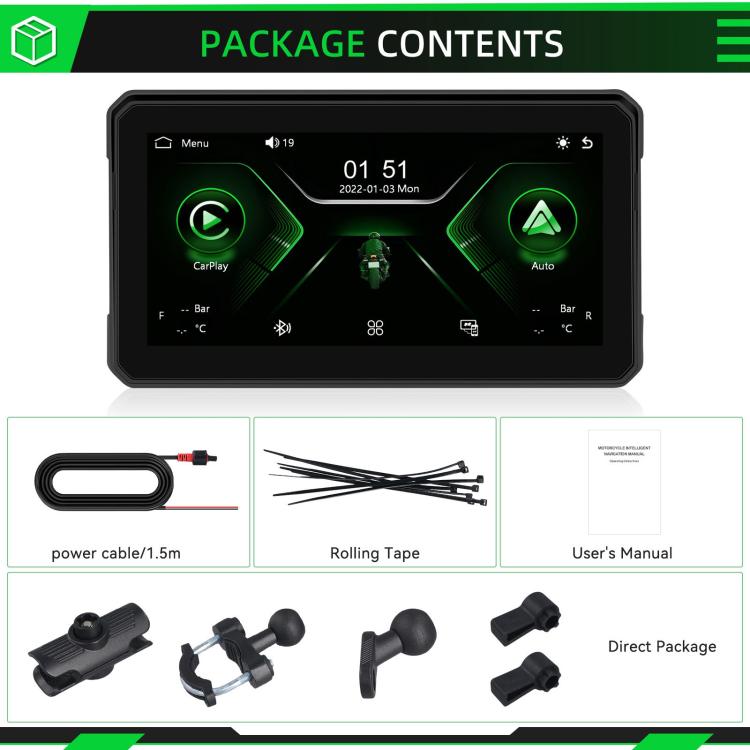 6 inch Motorcycle Wireless CarPlay and Android Auto Display Screen Navigator(Black) - Electrical Instruments by buy2fix | Online Shopping UK | buy2fix