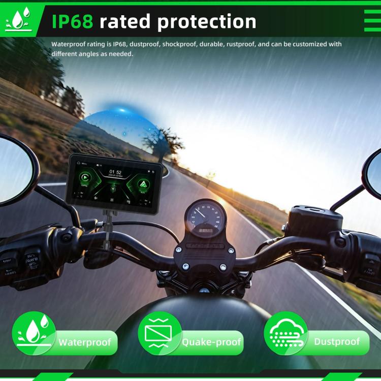 6 inch Motorcycle Wireless CarPlay and Android Auto Display Screen Navigator(Black) - Electrical Instruments by buy2fix | Online Shopping UK | buy2fix