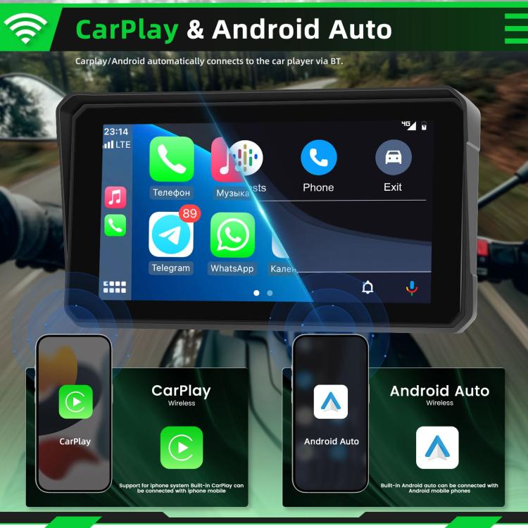 6 inch Motorcycle Wireless CarPlay and Android Auto Display Screen Navigator(Black) - Electrical Instruments by buy2fix | Online Shopping UK | buy2fix