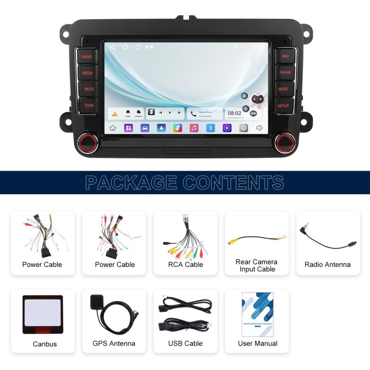 For Volkswagen Android 15 7 inch Horizontal Screen Car Player Car Central Control Navigation, Specification:Standard+AHD+Microphone - Car MP3 & MP4 & MP5 by buy2fix | Online Shopping UK | buy2fix