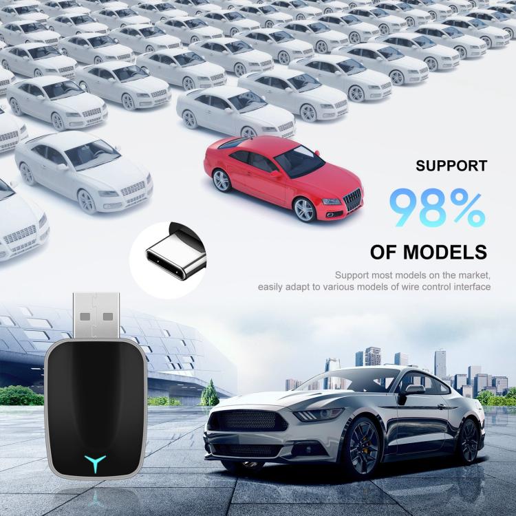 Car CarPlay and Android Auto Wired to Wireless Smart Box Adapter with Type-C Converter(Silver) - Bluetooth Adapters by buy2fix | Online Shopping UK | buy2fix