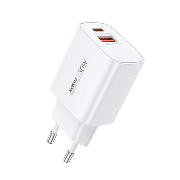 REMAX U187 30W USB and Type-C GaN Fast Charger, Specification:EU Plug(White) - USB Charger by REMAX | Online Shopping UK | buy2fix