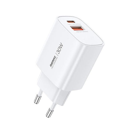 REMAX U187 30W USB and Type-C GaN Fast Charger, Specification:EU Plug(White) - USB Charger by REMAX | Online Shopping UK | buy2fix