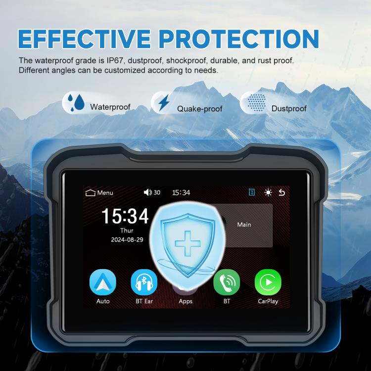 Motorcycle Wireless CarPlay and Android Auto 5 inch HD Screen Waterproof Navigator(Black) - Electrical Instruments by buy2fix | Online Shopping UK | buy2fix