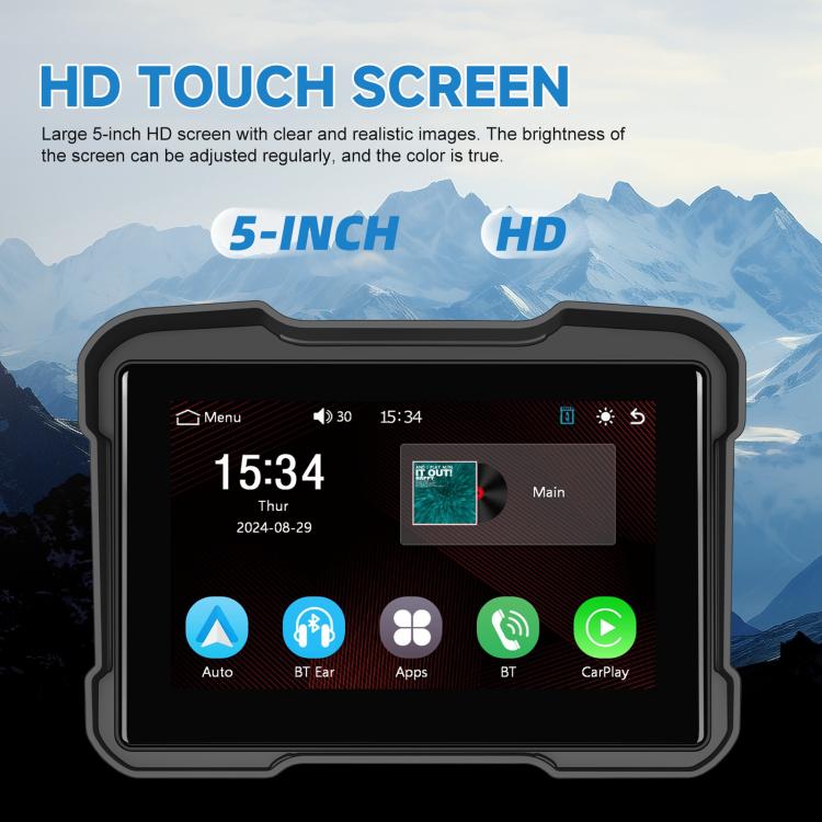 Motorcycle Wireless CarPlay and Android Auto 5 inch HD Screen Waterproof Navigator(Black) - Electrical Instruments by buy2fix | Online Shopping UK | buy2fix