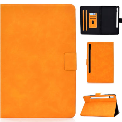 For Samsung Galaxy Tab S8 / Galaxy Tab S7 11.0 T870 Cowhide Texture Horizontal Flip Leather Case with Holder & Card Slots & Sleep / Wake-up(Khaki) by buy2fix