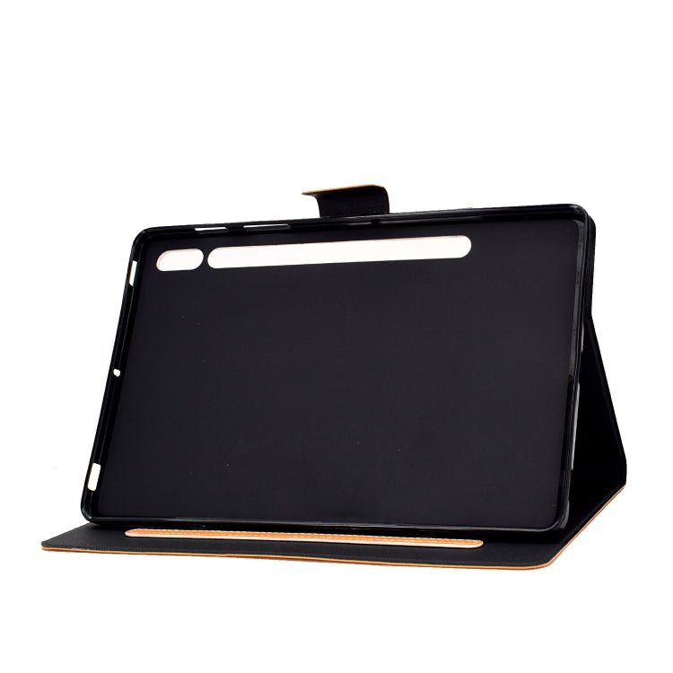 For Samsung Galaxy Tab S8 / Galaxy Tab S7 11.0 T870 Cowhide Texture Horizontal Flip Leather Case with Holder & Card Slots & Sleep / Wake-up(Khaki) by buy2fix