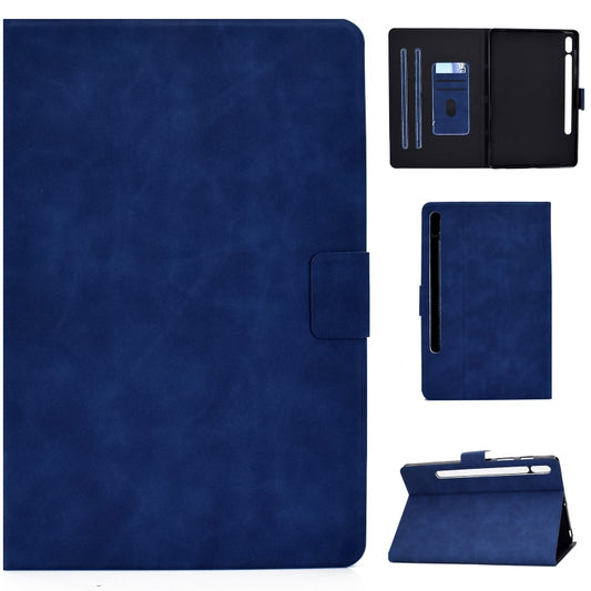 For Samsung Galaxy Tab S8 / Galaxy Tab S7 11.0 T870 Cowhide Texture Horizontal Flip Leather Case with Holder & Card Slots & Sleep / Wake-up(Blue) by buy2fix