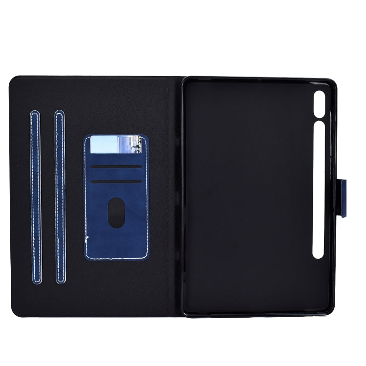 For Samsung Galaxy Tab S8 / Galaxy Tab S7 11.0 T870 Cowhide Texture Horizontal Flip Leather Case with Holder & Card Slots & Sleep / Wake-up(Blue) by buy2fix