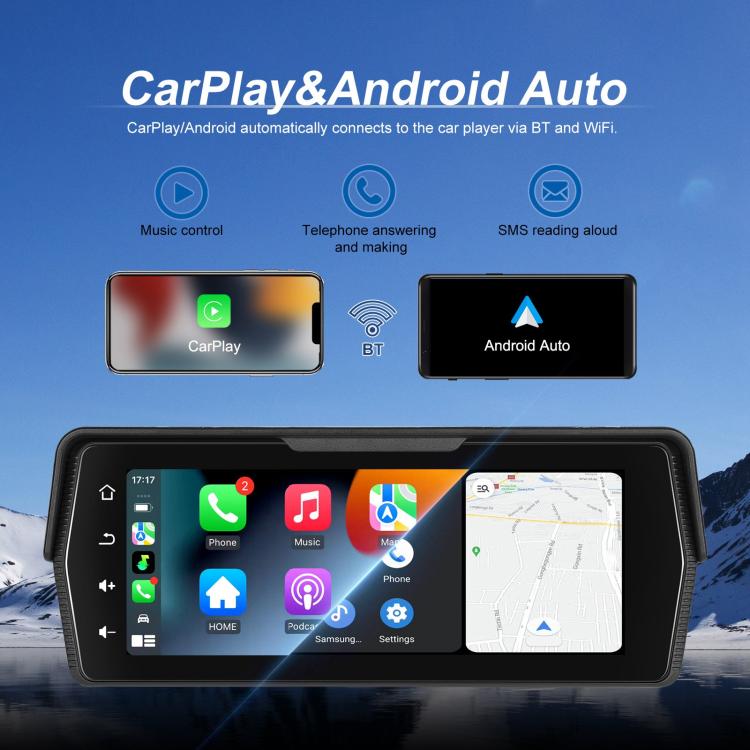 Portable Motorcycle Wireless CarPlay and Android Auto 6.86 inch HD Screen Waterproof Navigator(Black) - Electrical Instruments by buy2fix | Online Shopping UK | buy2fix