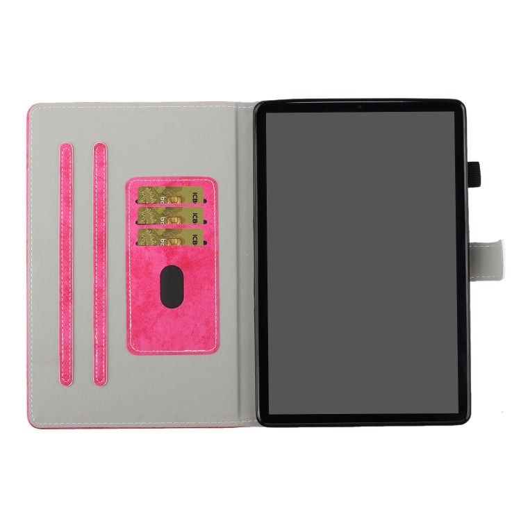For Samsung Galaxy Tab S8 / Galaxy Tab S7 11.0 T870 Marble Style Cloth Texture Leather Case with Bracket & Card Slot & Pen Slot & Anti Skid Strip(Rose Red) by buy2fix