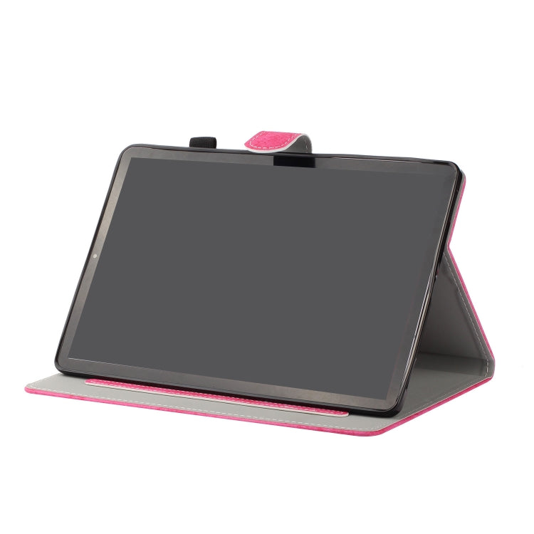 For Samsung Galaxy Tab S8 / Galaxy Tab S7 11.0 T870 Marble Style Cloth Texture Leather Case with Bracket & Card Slot & Pen Slot & Anti Skid Strip(Rose Red) by buy2fix