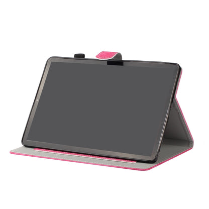 For Samsung Galaxy Tab S8 / Galaxy Tab S7 11.0 T870 Marble Style Cloth Texture Leather Case with Bracket & Card Slot & Pen Slot & Anti Skid Strip(Rose Red) by buy2fix