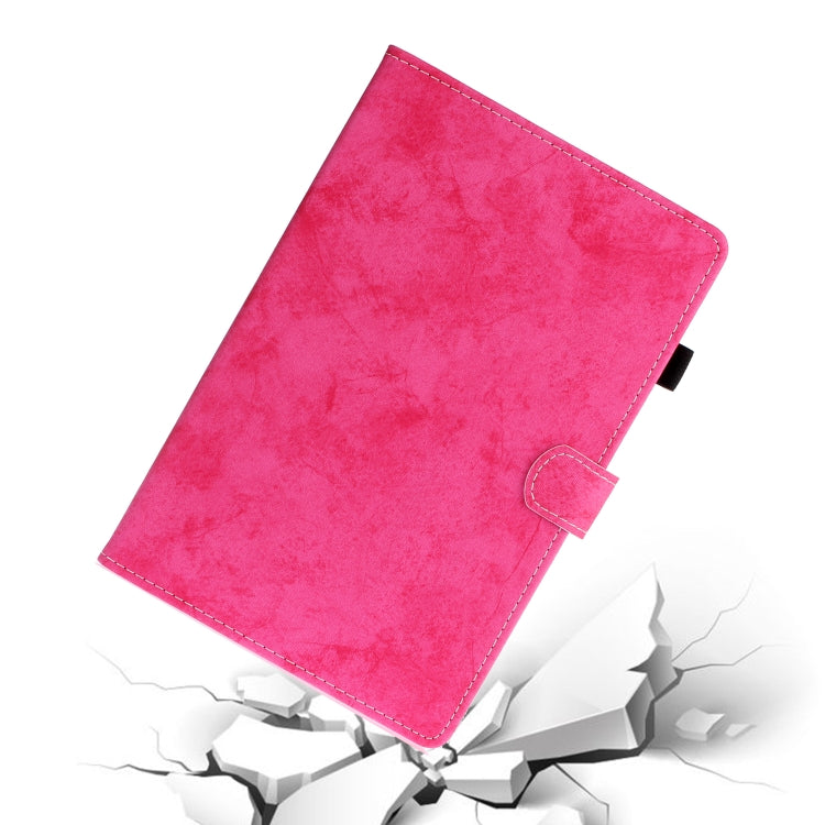 For Samsung Galaxy Tab S8 / Galaxy Tab S7 11.0 T870 Marble Style Cloth Texture Leather Case with Bracket & Card Slot & Pen Slot & Anti Skid Strip(Rose Red) by buy2fix