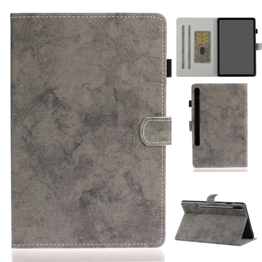 For Samsung Galaxy Tab S8 / Galaxy Tab S7 11.0 T870 Marble Style Cloth Texture Leather Case with Bracket & Card Slot & Pen Slot & Anti Skid Strip(Grey) by buy2fix