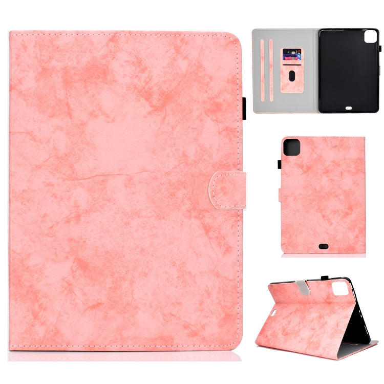 For iPad Air 2020 10.9 Marble Style Cloth Texture Leather Case with Bracket & Card Slot & Pen Slot & Anti Skid Strip(Pink) - iPad Air (2022) / (2020) 10.9 Cases by buy2fix | Online Shopping UK | buy2fix