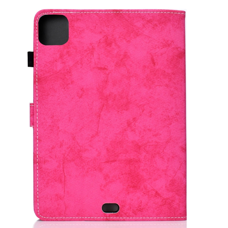 For iPad Air 2020 10.9 Marble Style Cloth Texture Leather Case with Bracket & Card Slot & Pen Slot & Anti Skid Strip(Rose Red) - iPad Air (2022) / (2020) 10.9 Cases by buy2fix | Online Shopping UK | buy2fix