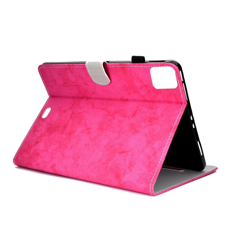For iPad Air 2020 10.9 Marble Style Cloth Texture Leather Case with Bracket & Card Slot & Pen Slot & Anti Skid Strip(Rose Red) - iPad Air (2022) / (2020) 10.9 Cases by buy2fix | Online Shopping UK | buy2fix
