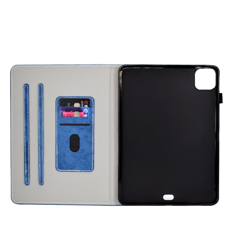 For iPad Air 2020 10.9 Marble Style Cloth Texture Leather Case with Bracket & Card Slot & Pen Slot & Anti Skid Strip(Blue) - iPad Air (2022) / (2020) 10.9 Cases by buy2fix | Online Shopping UK | buy2fix