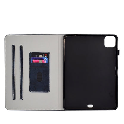 For iPad Air 2020 10.9 Marble Style Cloth Texture Leather Case with Bracket & Card Slot & Pen Slot & Anti Skid Strip(Dark Blue) - iPad Air (2022) / (2020) 10.9 Cases by buy2fix | Online Shopping UK | buy2fix
