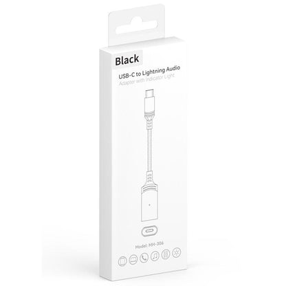 MH-306 USB-C / Type-C to 8 Pin Audio Earphone Adapter with Indicator Light(Black) - Earphone Adapter by buy2fix | Online Shopping UK | buy2fix
