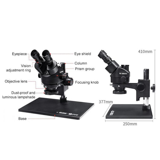 YCS 1S Max Large Base 7-45X Trinocular Microscope - Microscope Magnifier Series by buy2fix | Online Shopping UK | buy2fix