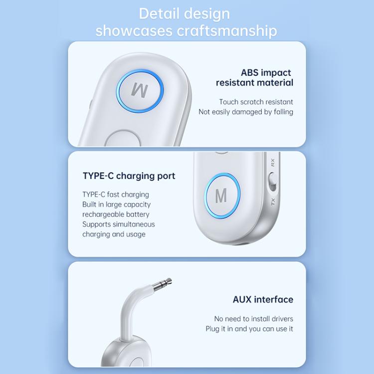 BT-13 2 in 1 Car Wireless Audio Adapter 3.5mm Audio Receiver Transmitter(White) - Audio Receiver Transmitter by buy2fix | Online Shopping UK | buy2fix
