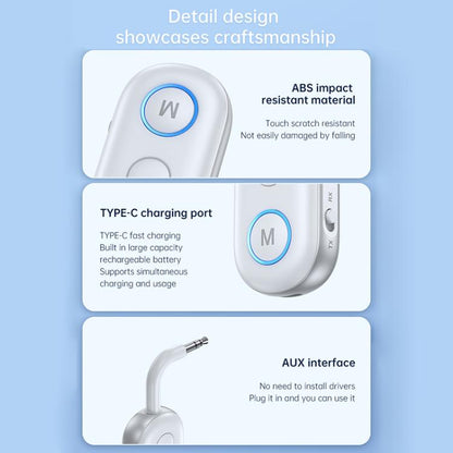 BT-13 2 in 1 Car Wireless Audio Adapter 3.5mm Audio Receiver Transmitter(White) - Audio Receiver Transmitter by buy2fix | Online Shopping UK | buy2fix