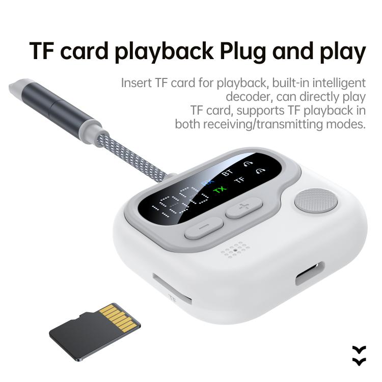 JS4 2 in 1 Car Digital Display Wireless Audio Adapter 3.5mm Audio Receiver Transmitter(White) - Audio Receiver Transmitter by buy2fix | Online Shopping UK | buy2fix