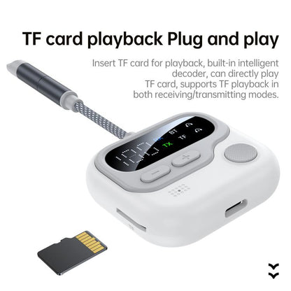 JS4 2 in 1 Car Digital Display Wireless Audio Adapter 3.5mm Audio Receiver Transmitter(White) - Audio Receiver Transmitter by buy2fix | Online Shopping UK | buy2fix