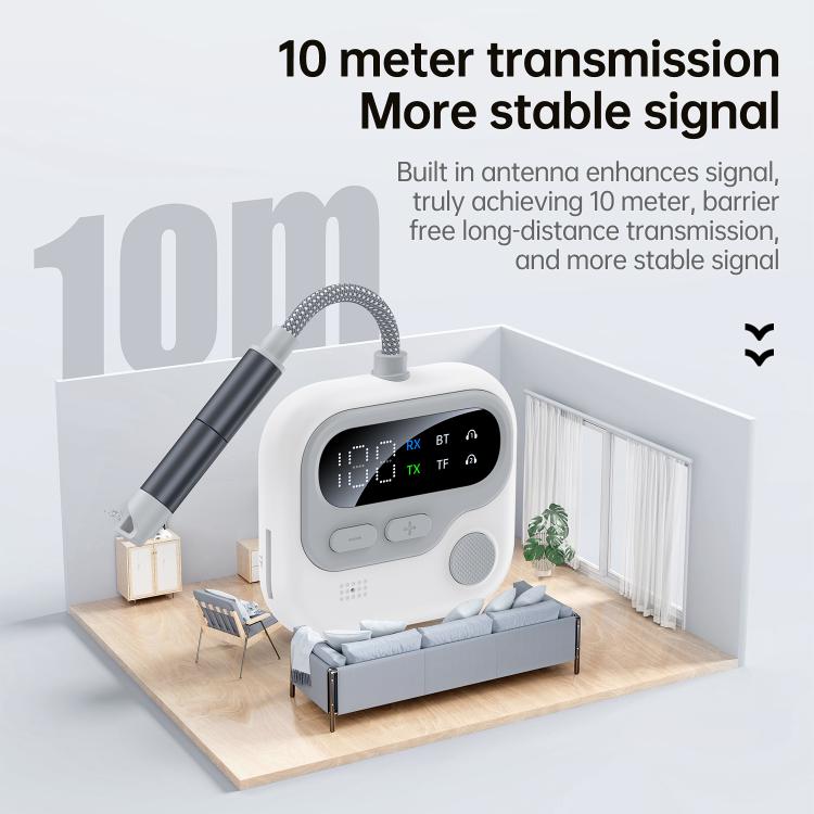 JS4 2 in 1 Car Digital Display Wireless Audio Adapter 3.5mm Audio Receiver Transmitter(White) - Audio Receiver Transmitter by buy2fix | Online Shopping UK | buy2fix