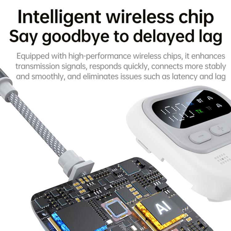 JS4 2 in 1 Car Digital Display Wireless Audio Adapter 3.5mm Audio Receiver Transmitter(White) - Audio Receiver Transmitter by buy2fix | Online Shopping UK | buy2fix