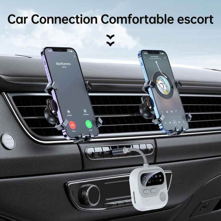 JS4 2 in 1 Car Digital Display Wireless Audio Adapter 3.5mm Audio Receiver Transmitter(White) - Audio Receiver Transmitter by buy2fix | Online Shopping UK | buy2fix