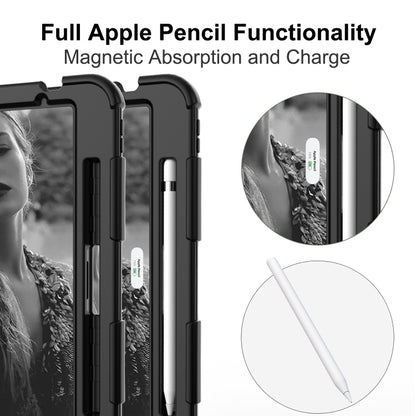 For iPad Air 2022 / 2020 10.9 Shockproof Two-Color Silicone Protective Case with Holder(Black+Black) - iPad Air (2022) / (2020) 10.9 Cases by buy2fix | Online Shopping UK | buy2fix