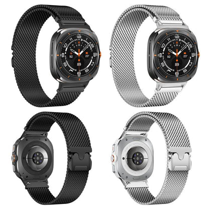 For Samsung Galaxy Watch Ultra / Ultra 2025 xDfind Milanese Parachute Buckle Stainless Steel Watch Band(Black) - Watch Bands by xDfind | Online Shopping UK | buy2fix