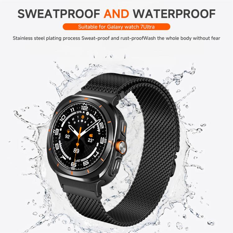 For Samsung Galaxy Watch Ultra / Ultra 2025 xDfind Milanese Parachute Buckle Stainless Steel Watch Band(Black) - Watch Bands by xDfind | Online Shopping UK | buy2fix