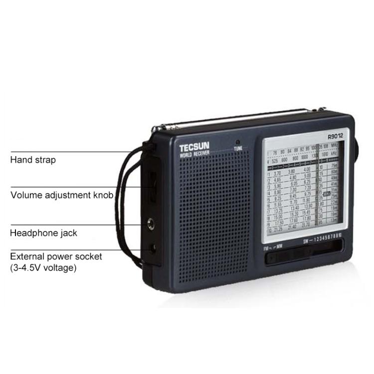 Tecsun R-9012 Portable Full Band FM Radio - Radio Player by buy2fix | Online Shopping UK | buy2fix