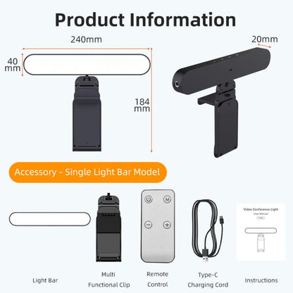 F-663 LED Monitor Screen Fill Light Video Conference Light(Black) - Selfie Light by buy2fix | Online Shopping UK | buy2fix