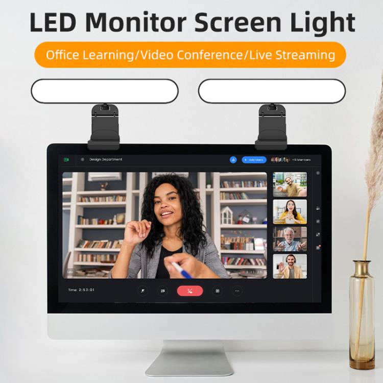 F-663 LED Monitor Screen Fill Light Video Conference Light(Black) - Selfie Light by buy2fix | Online Shopping UK | buy2fix